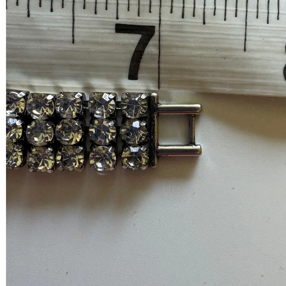 J.Crew Cupchain Three Row Crystal Tennis Bracelet Silver Tone CQ359 NWT